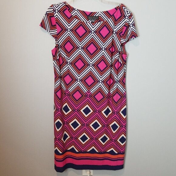 Jessica Howard Pink & Orange Diamond Shift Dress Large - Picture 1 of 5
